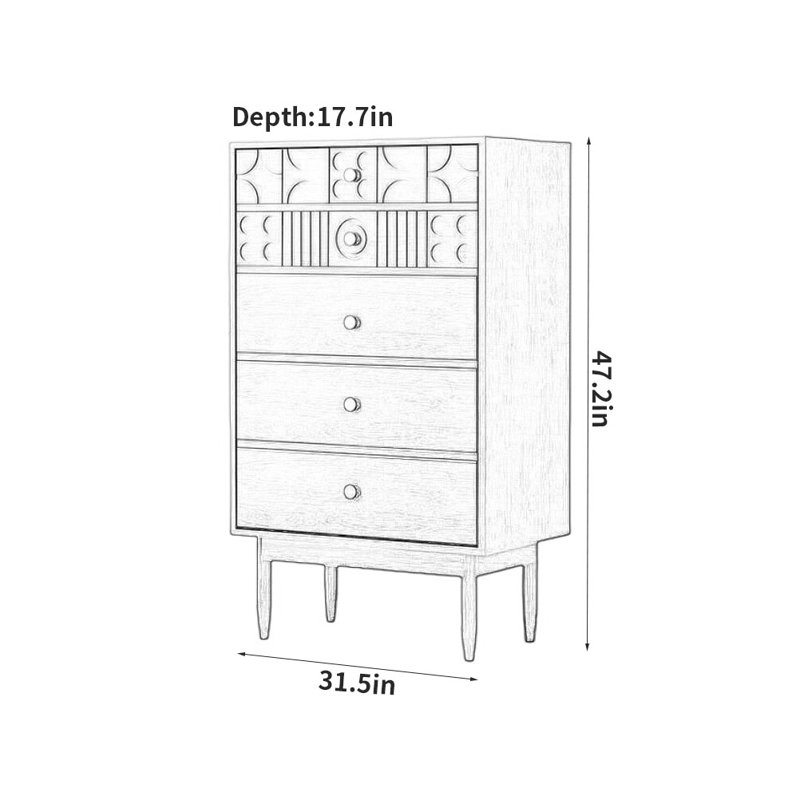 Commode d'appoint en bois massif, Noir