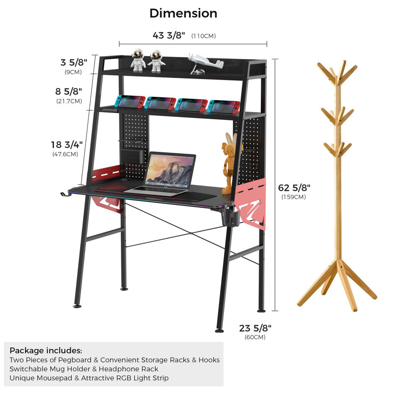 Metal Base Computer Desk with Power Outlet