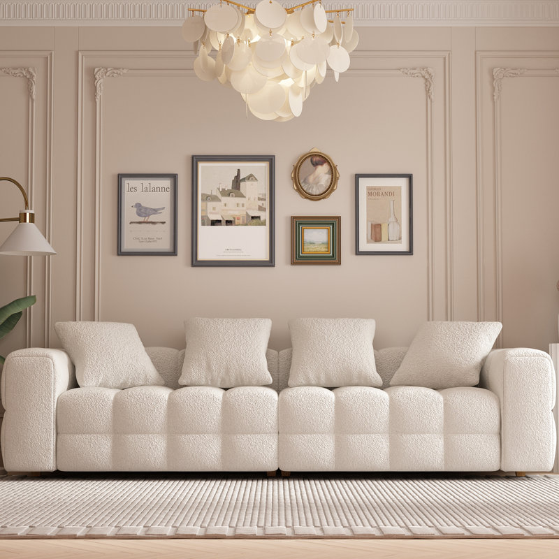 Modern Plush 4-Seater Sofa With Tufted Design And Extra Comfort Pillows
