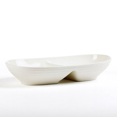 Swirl White 12.25 in. Divided Serving Dish