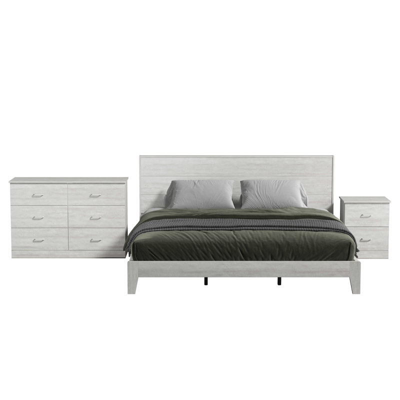 Allyannah 3 Pieces Bedroom Set, Dusty Gray Oak, King