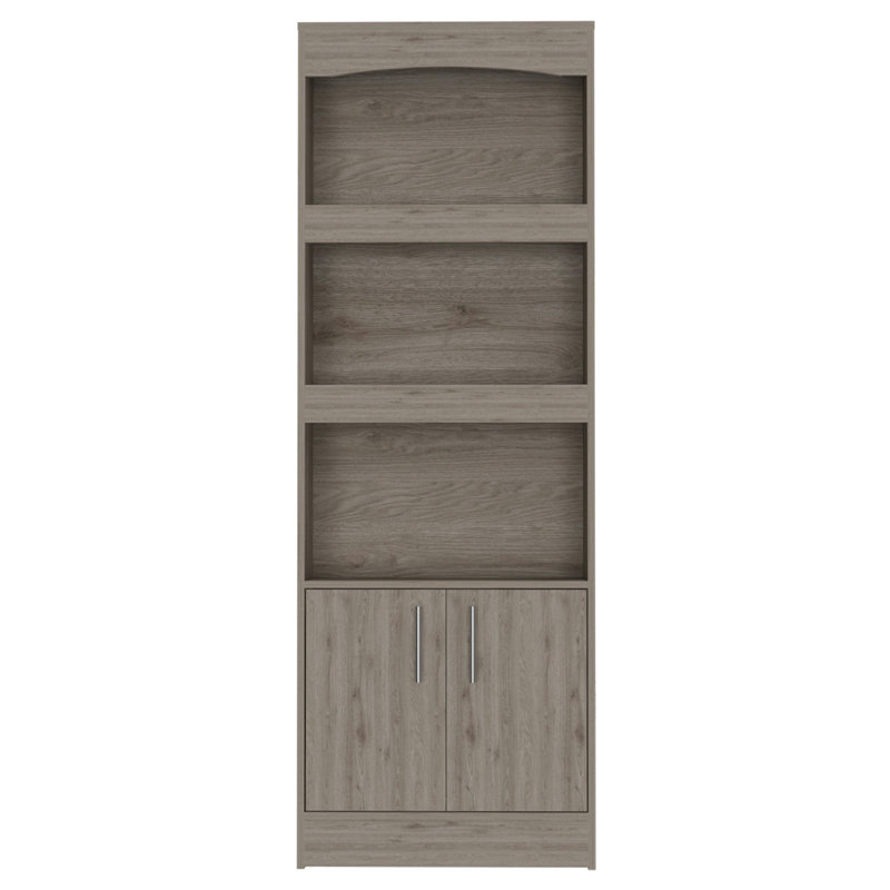 Durango Bookcase, Three Shelves, Double Door Cabinet, Beige