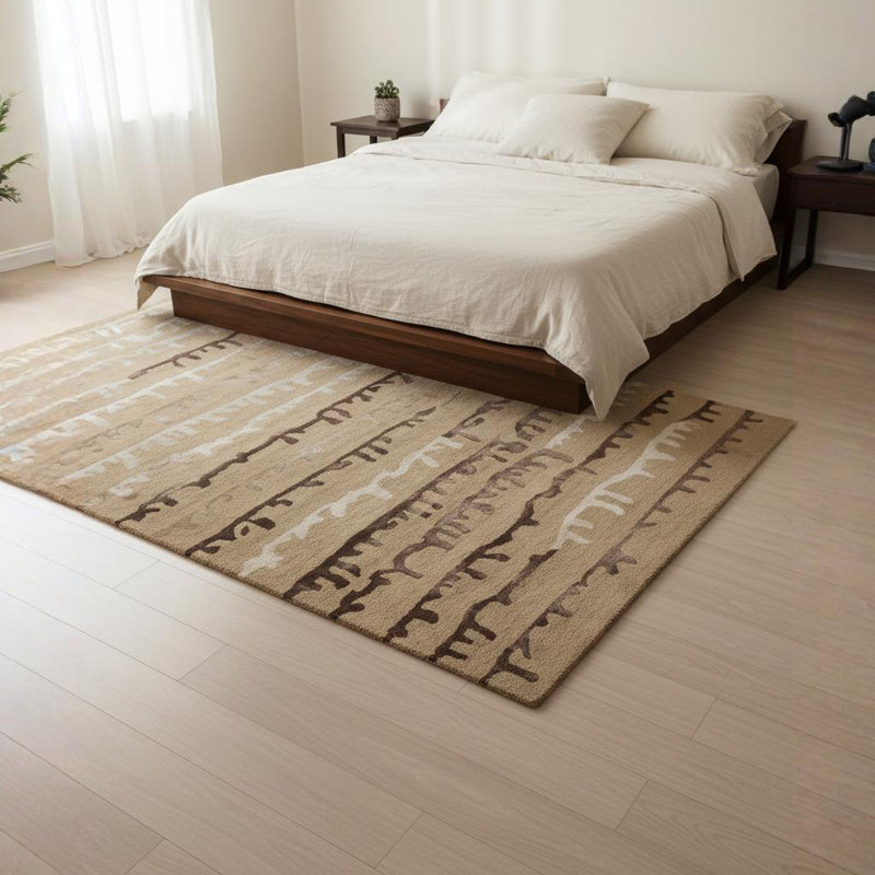 Tapis en laine touffeté à la main à motif d'aquarelle et abstrait abstrait Kinsella , Rectangle 5 pi x 7 pi 6 po, Kaki