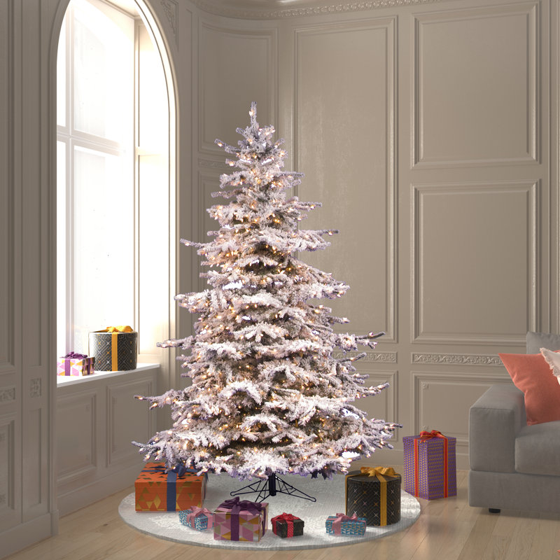 Sierra Flocked Fir Artificial Christmas Tree with Clear Light, 6.5' H