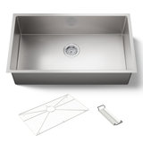 Strive 32" L x 18.25" W Undermount Single Bowl Kitchen Sink with Basin Rack