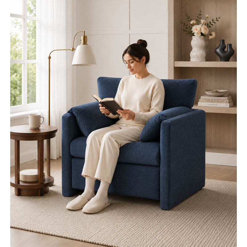 Fauteuil d'appoint surdimensionné en chenille 32,7 po, Bleu