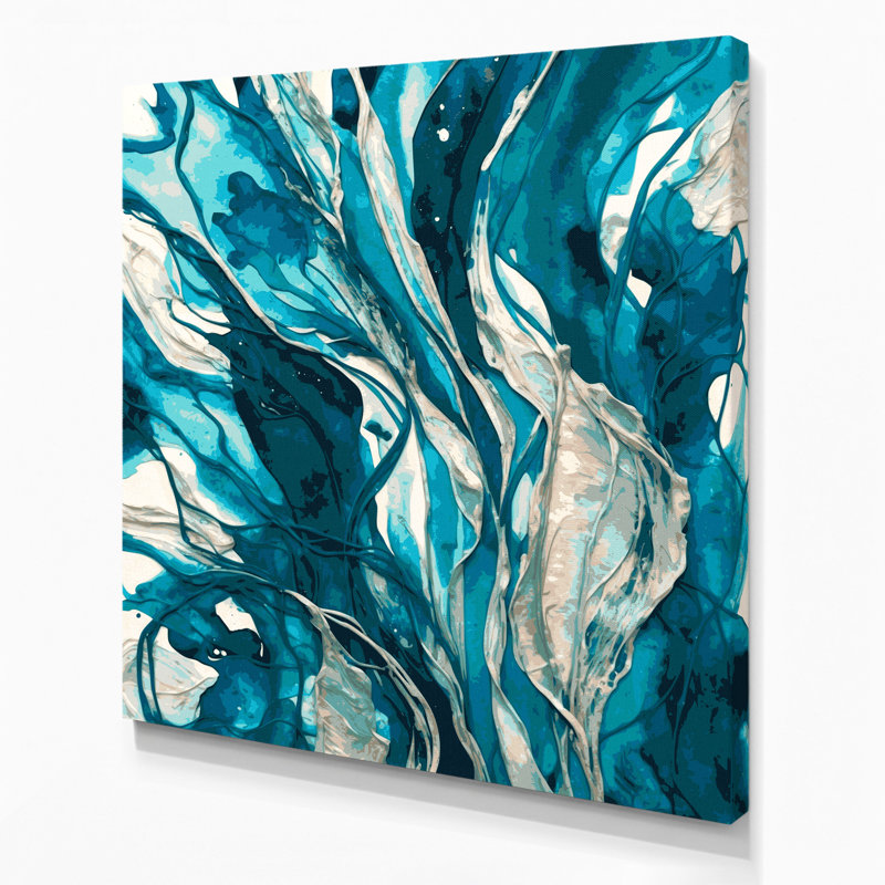 Aquarelle abstraite 78, art mural sur toile verte, H 16 po x l 16 po
