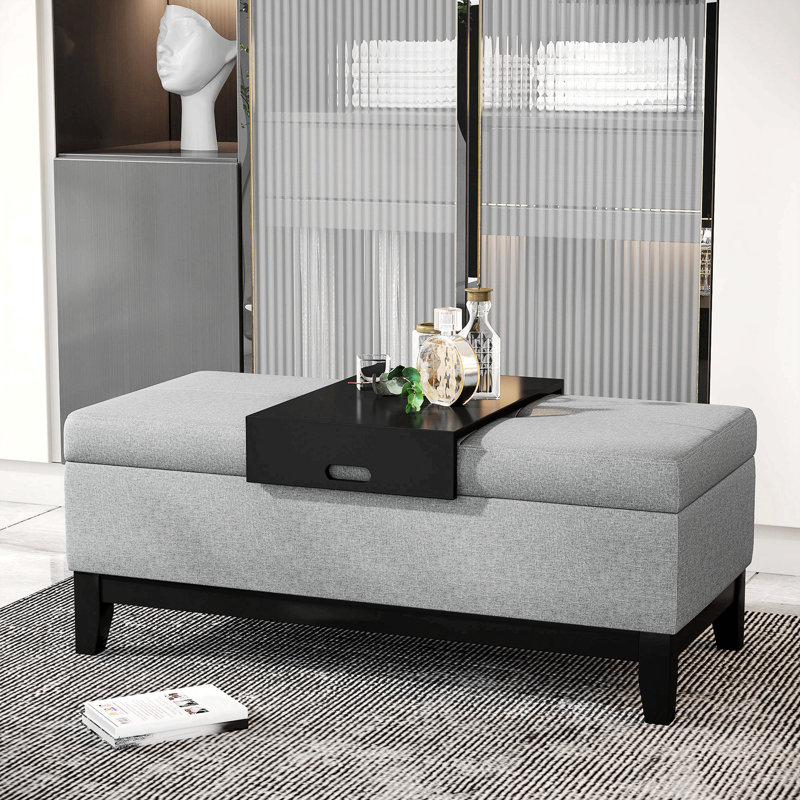 Nico Upholstered Ottoman, Light Gray