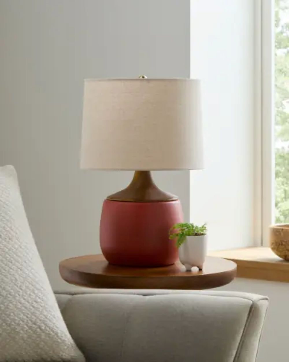 Ceramic Table Lamp, Red, Beige