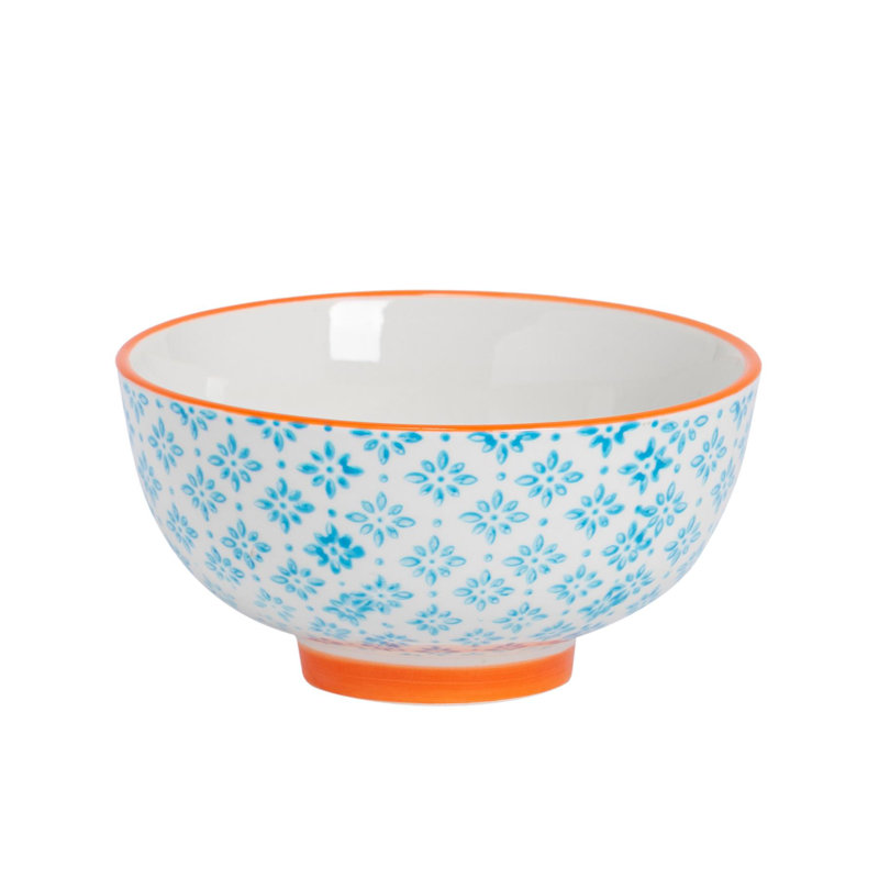 Nicola Spring - Hand-Printed Rice Bowl - 12cm - Blue