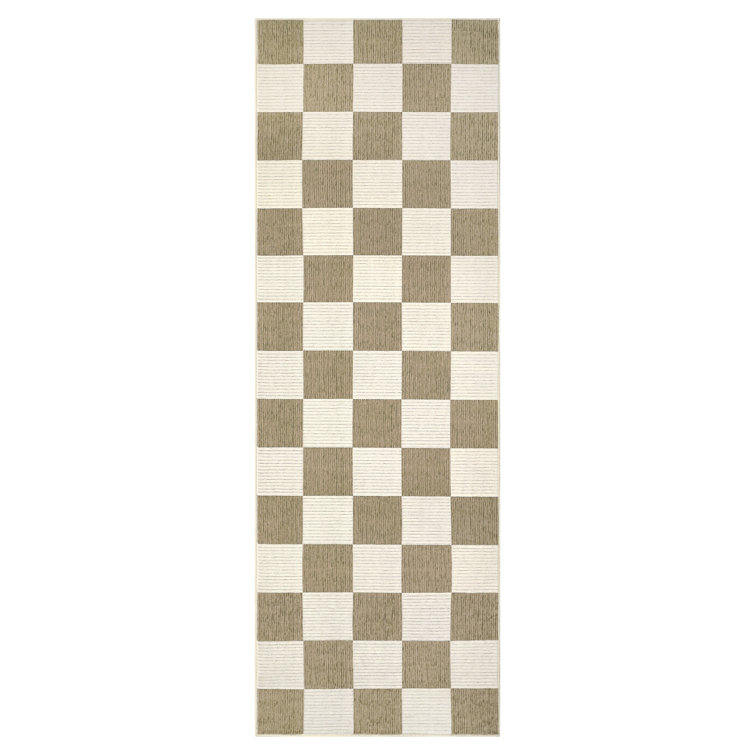 Modern Checkerboard Machine Washable Rug Non Slip, Soft Non Shedding Carpet, Foldable Low Pile Floor Covering, Indoor Printed Accent Mat for Living Room Bedroom