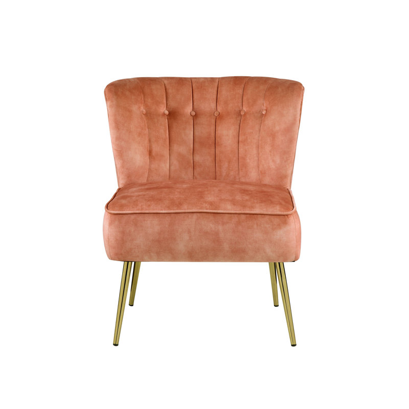 Chaise d'appoint en velours capitonné Maisey-Rae