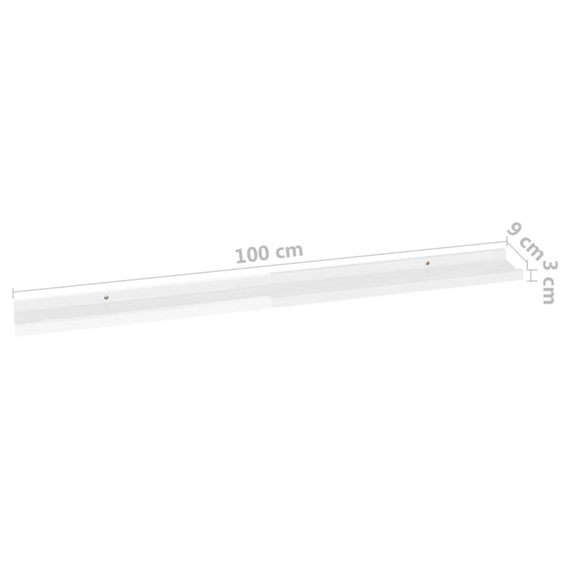 Gracelan 2 Piece Picture Ledge Wall Shelf, 3 cm H x 100 cm W x 9 cm D, High Gloss White