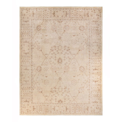One-of-a-Kind 9' 2" X 12' 2" 2000s Wool Area Rug in Ivory