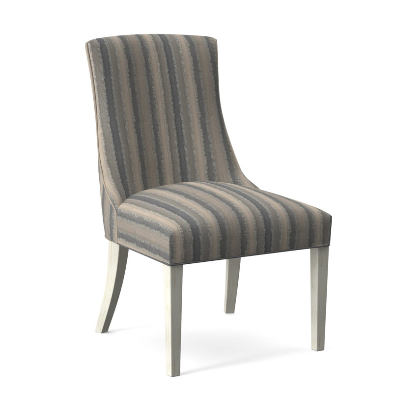 Tuxedo Slipper Dining Chair, Light Blue Performance Fabric; 0851-55, Antique Frost White Finish