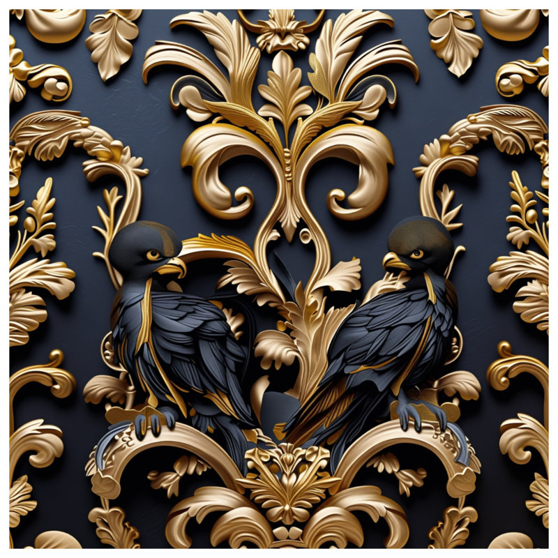 Tapisserie murale Ornate Birds Flourish - Décoration murale oiseaux décoratifs, H 50 po x l 60 po avec 4 œillets