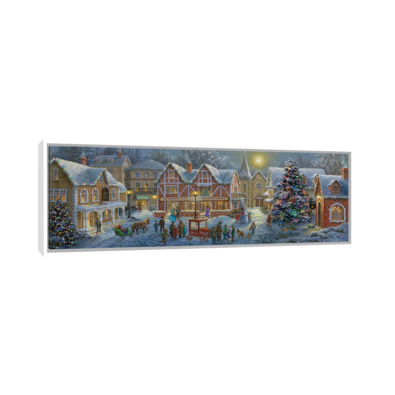 «Christmas Village» par Nicky Boehme - Cadre photo panoramique à cadre flottant, H 24 po x l 72 po x P 1,5 po