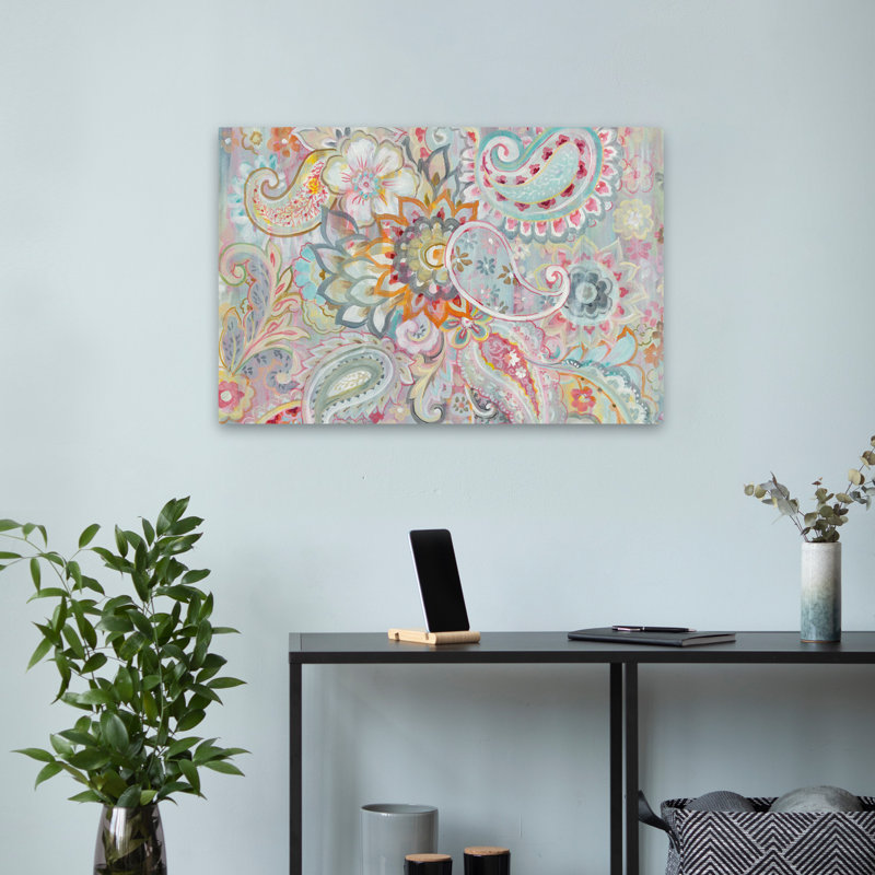 Art abstrait abstrait et bleu Boho japonais, H 16 po x l 24 po