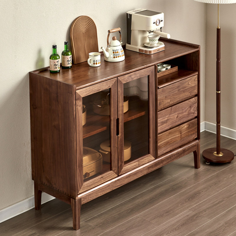 Buffet d'appoint en bois massif noyer noir