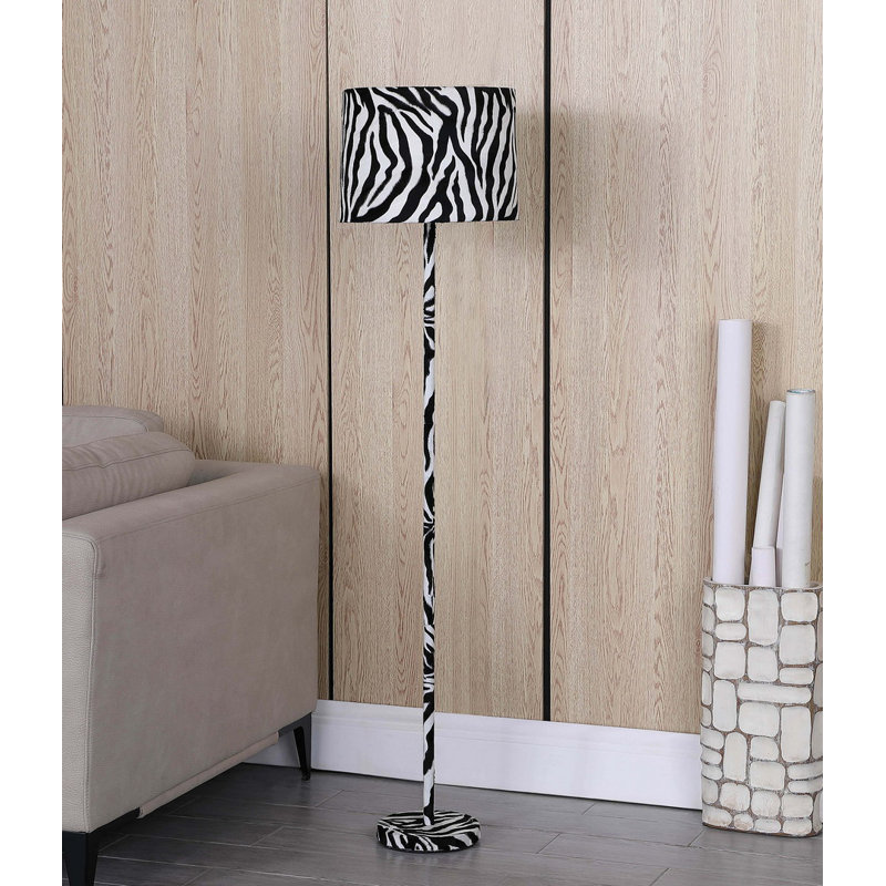 Lampe sur pied en faux suède 59 "à imprimé zébré Cely