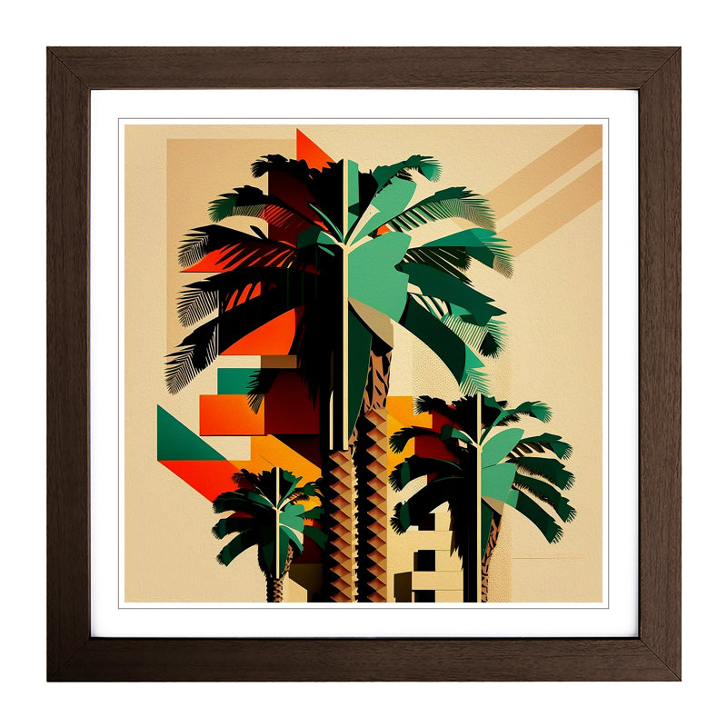 Palm Tree Constructivism - Framed Print, Walnut