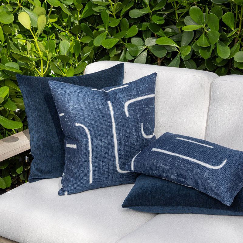 Instinct Sunbrella® Square Indoor/Outdoor Throw Pillow Cover & Insert by Elaine Smith, Denim