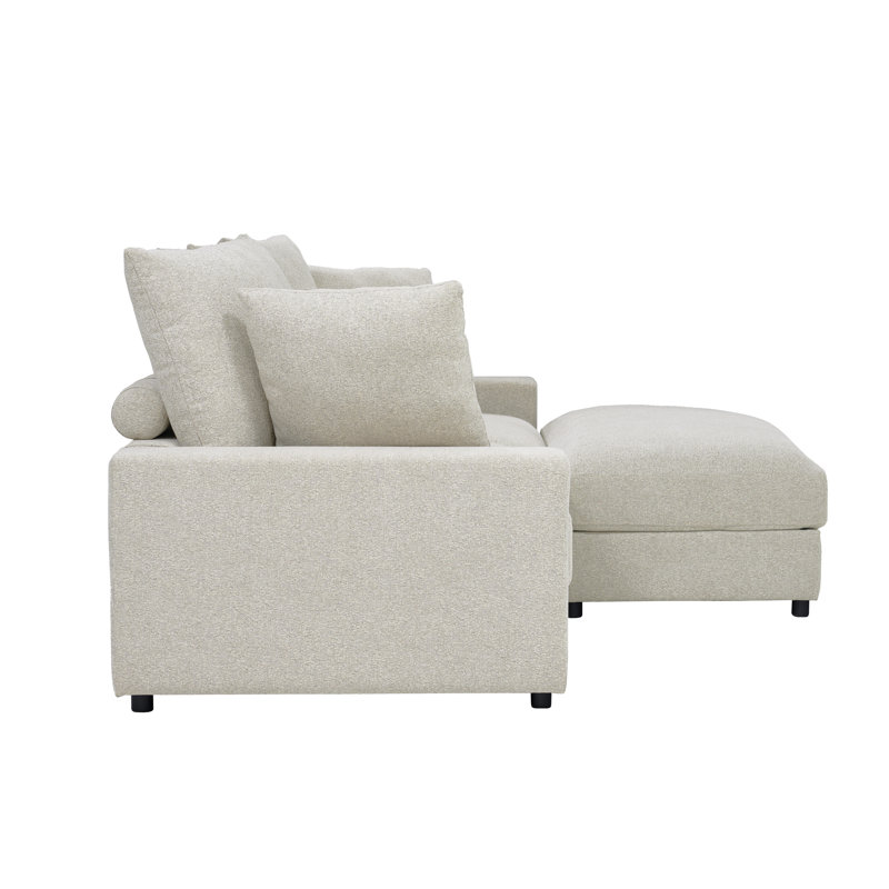 Canapé modulaire réversible de 89 po avec repose-pieds Arzelia, Beige,  34" H x 89" L x 39.5" D