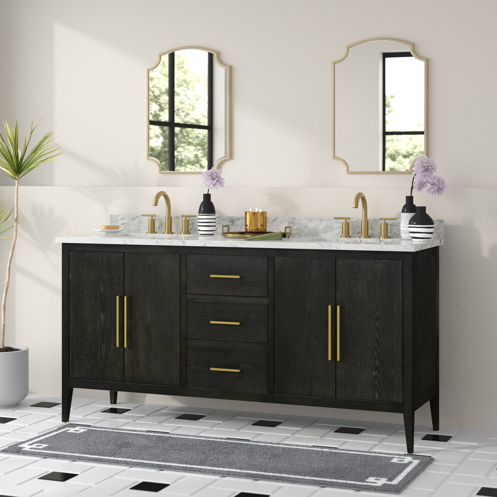 Willa Arlo Interiors Calgary 72'' Double Bathroom Vanity with Genuine