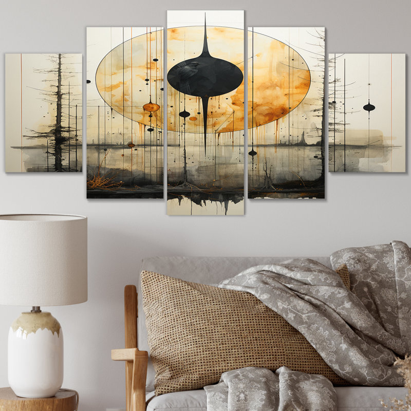 Coriyah - Reproduction d'art abstrait paysage - 5 panneaux