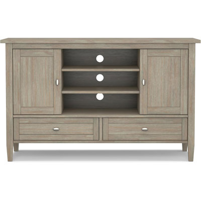  Solid Wood 47 Inch Wide Transitional TV Media Stand in Distressed Grey