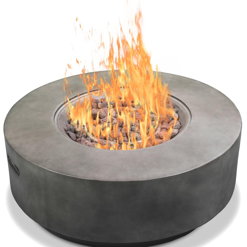 FUSION Lavish Garden & Patio Gas Fire Pit with Eco-Stone Finish - Fully Assembled, Dark Grey