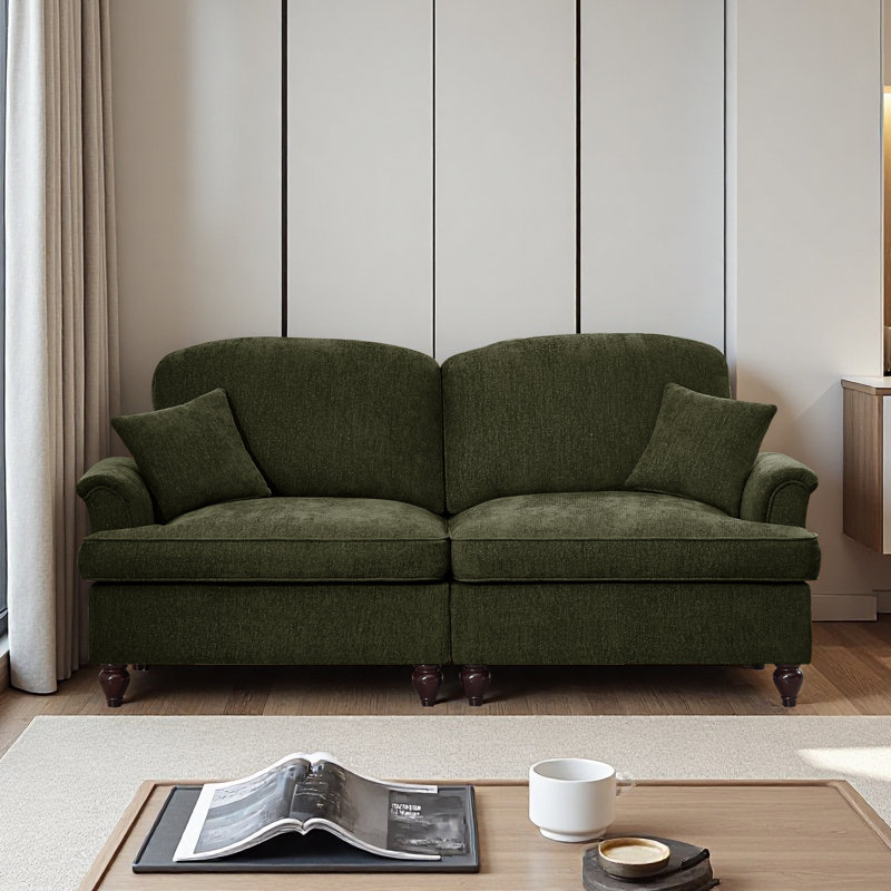 Sofa, Cloud Couch Sectional Sofa, Chenille Loveseat, 36.6" H x 76.4" W x 32.8" D, Green