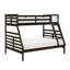 Lit superposé simple au-dessus d'un lit double classique en brun foncé, cadre en bois, garde-corps pour, sans fondation, capacité de poids de 300 lb par lit, style, finition brune, bois, sommier tapissier requis, lit superposé, jeunesse idéale-1128570842-1128570840