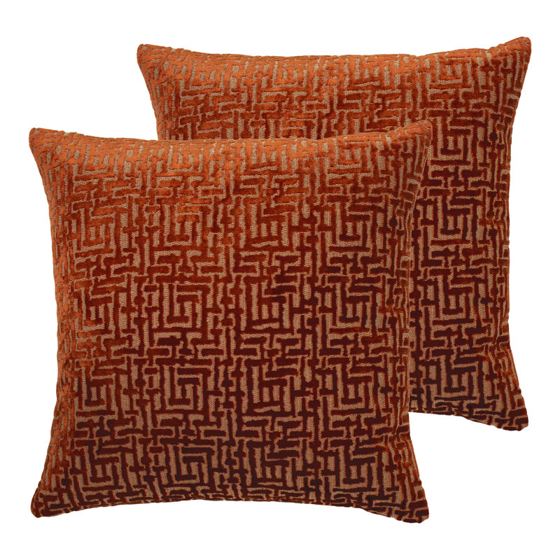 Geometric Square Cushion, Rust