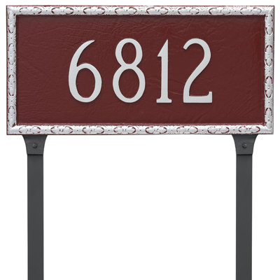 Plaque d'adresse rectangulaire à une ligne avec piquets de pelouse Jefferson