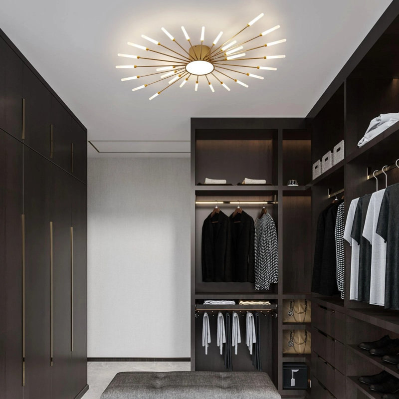 Modern LED black Ceiling Light 28 Heads Dimmable Flush Mount Chandelier