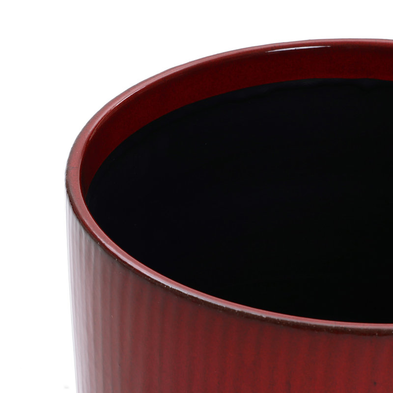 Pot à fleurs rond rouge en céramique, H 11,61 po x l 13 po x P 13 po