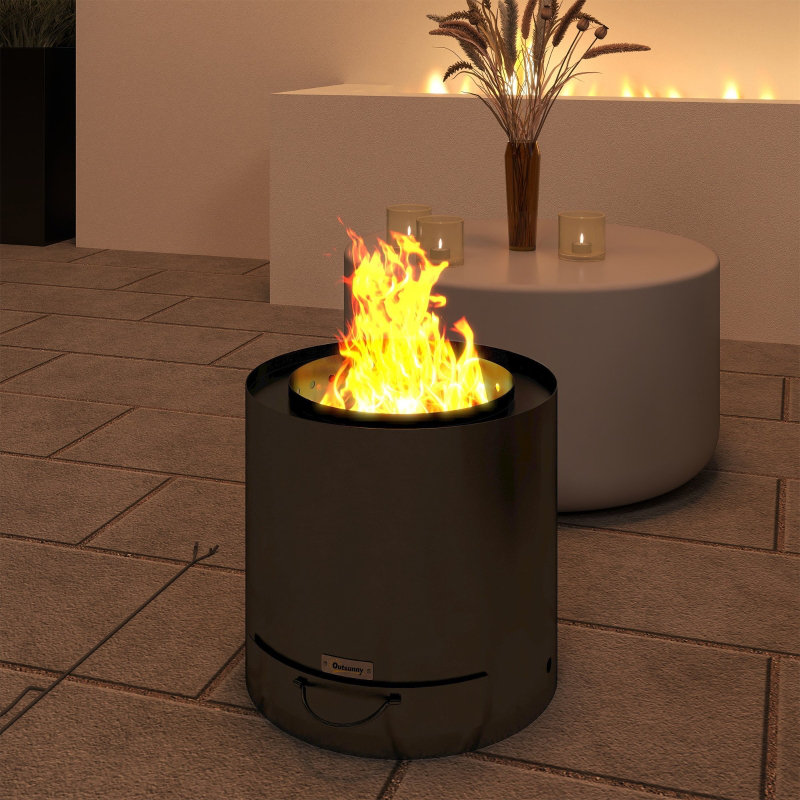Emberstone Rustic Outdoor Firepit With Powder-Coated Steel And Pull-Out Ash Tray
