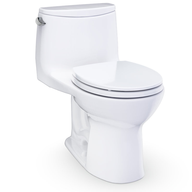 TOTO Ultramax One-Piece Round 1.28 GPF Universal Height Toilet with Right-Hand Trip Lever, CEFIONTECT and SS113 SoftClose Seat, Cotton White - MS603113CEFRG#01