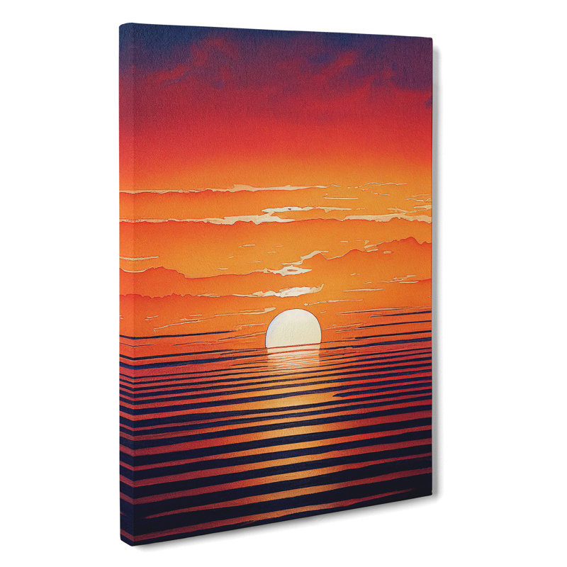 Artsy Ocean Sunset - Wrapped Canvas, 76cm H x 50cm W x 3cm D
