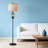 Industrial Modern Floor Lamp With Dual Lighting And Linen Shade - Adjustable Standing Lamp For Living Room, Bedroom, Or Office Reading Light, Includes Bulbs