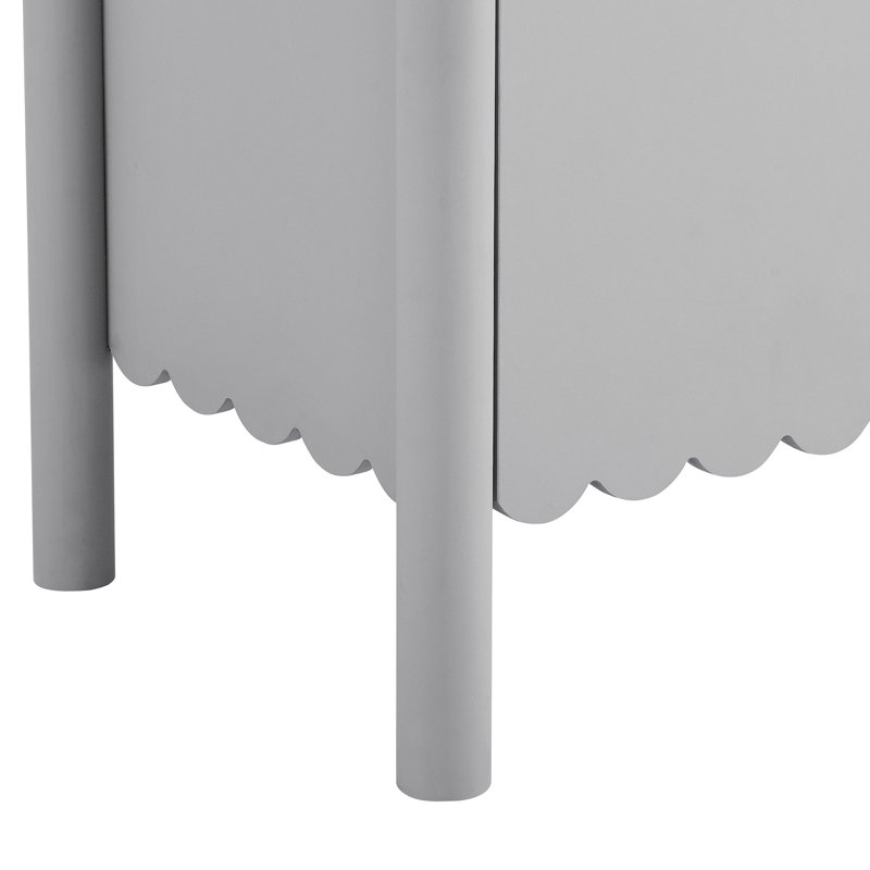 Buffet blanc festonné 4 portes Emmeline, Gris clair