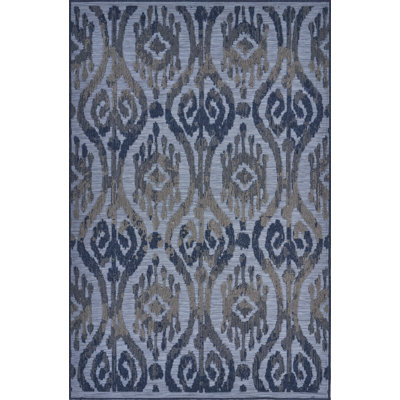 Tapis bleu marine à poils longs Modern Sunay