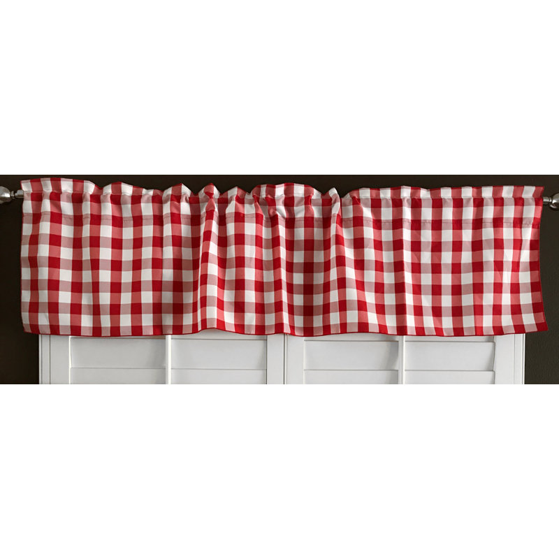 Cantonnière sur mesure l 58 po Haideh Gingham, L 58 po x L 16 po, Rouge