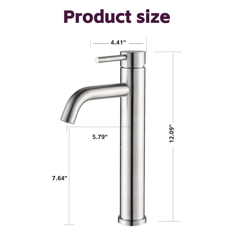 Robinet pour salle de bain en nickel brossé - Robinet de lavabo moderne à une poignée, Nickel brossé