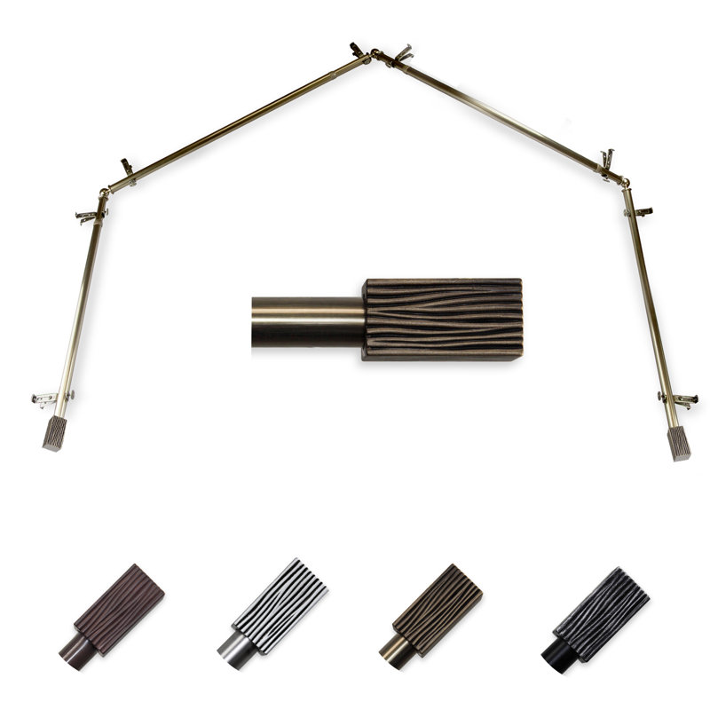 Tringle à rideaux simple réglable de 28 à 48 po Hazel, Laiton antique, 18 po à 28 po (chaque côté)