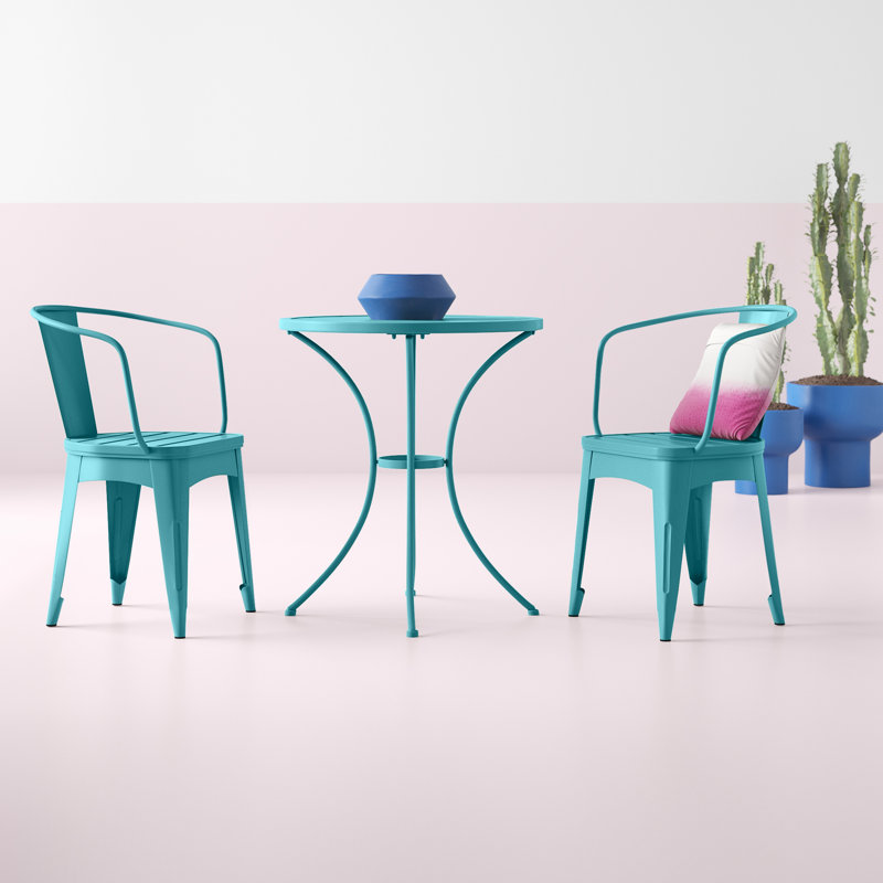 Sonay Round 2 - Person 24" Long Bistro Set, Teal