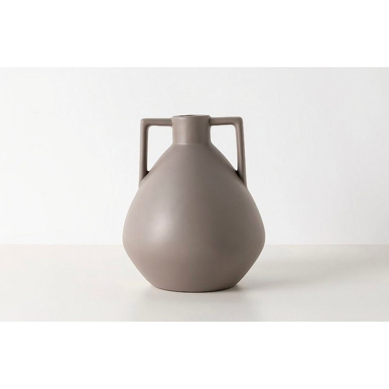 Élégant vase en céramique, couleur vison, 8,7 x 8,7 x 10,6 pouces | 100% céramique de haute qualité, parfaite pour la décoration intérieure | Idéal pour les fleurs fraîches et les centres de table élégants, ajoute une touche de sophistication à tout espace