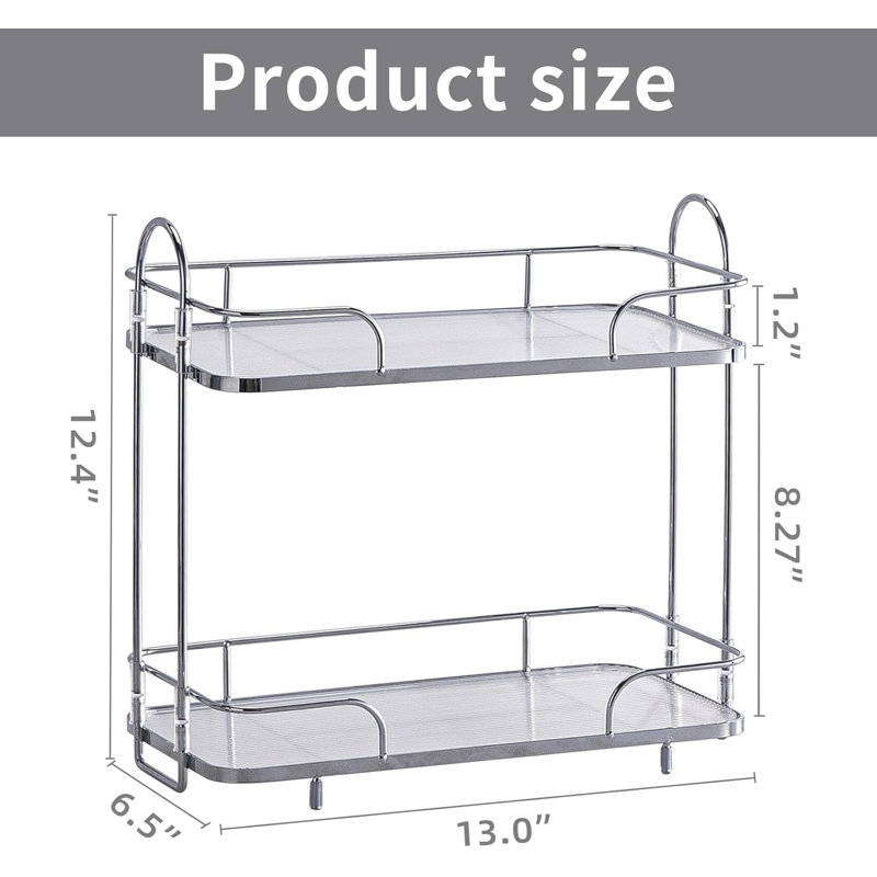 Organisateur de coin à 2 niveaux pour comptoir de salle de bain, meuble-lavabo et cuisine - Tablette de rangement pour cosmétiques et soins de la peau peu encombrante