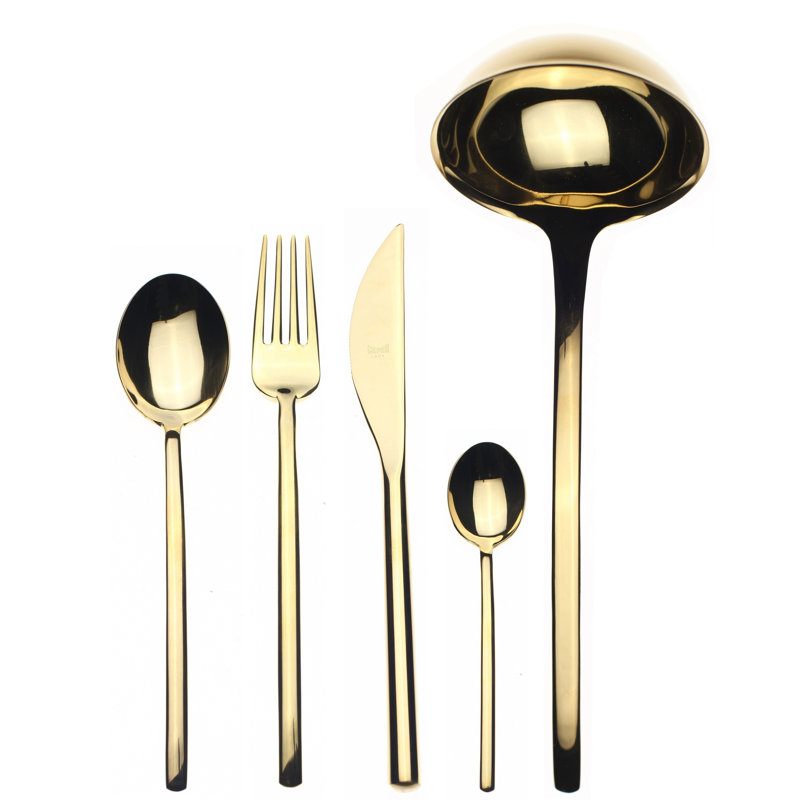 Due 49 - Piece Stainless Steel Flatware Set - Service for 12, Gold